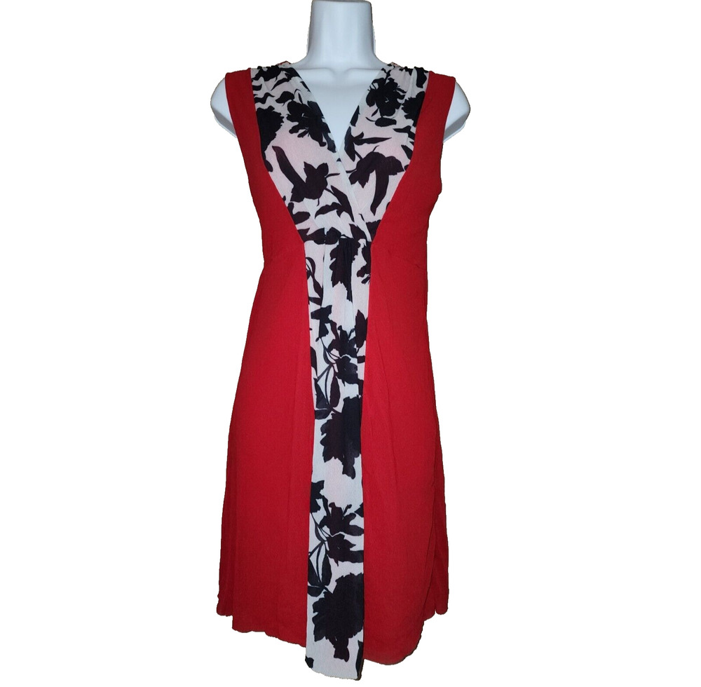 NEW Sweet Pea Stacy Frati Womens Dress Size M Red Mesh Empire Waist Stretch